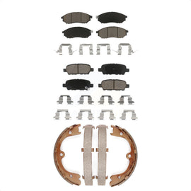 Front Rear Ceramic Brake Pads Parking Shoes Kit For 2006-2008 INFINITI FX35 FX45
