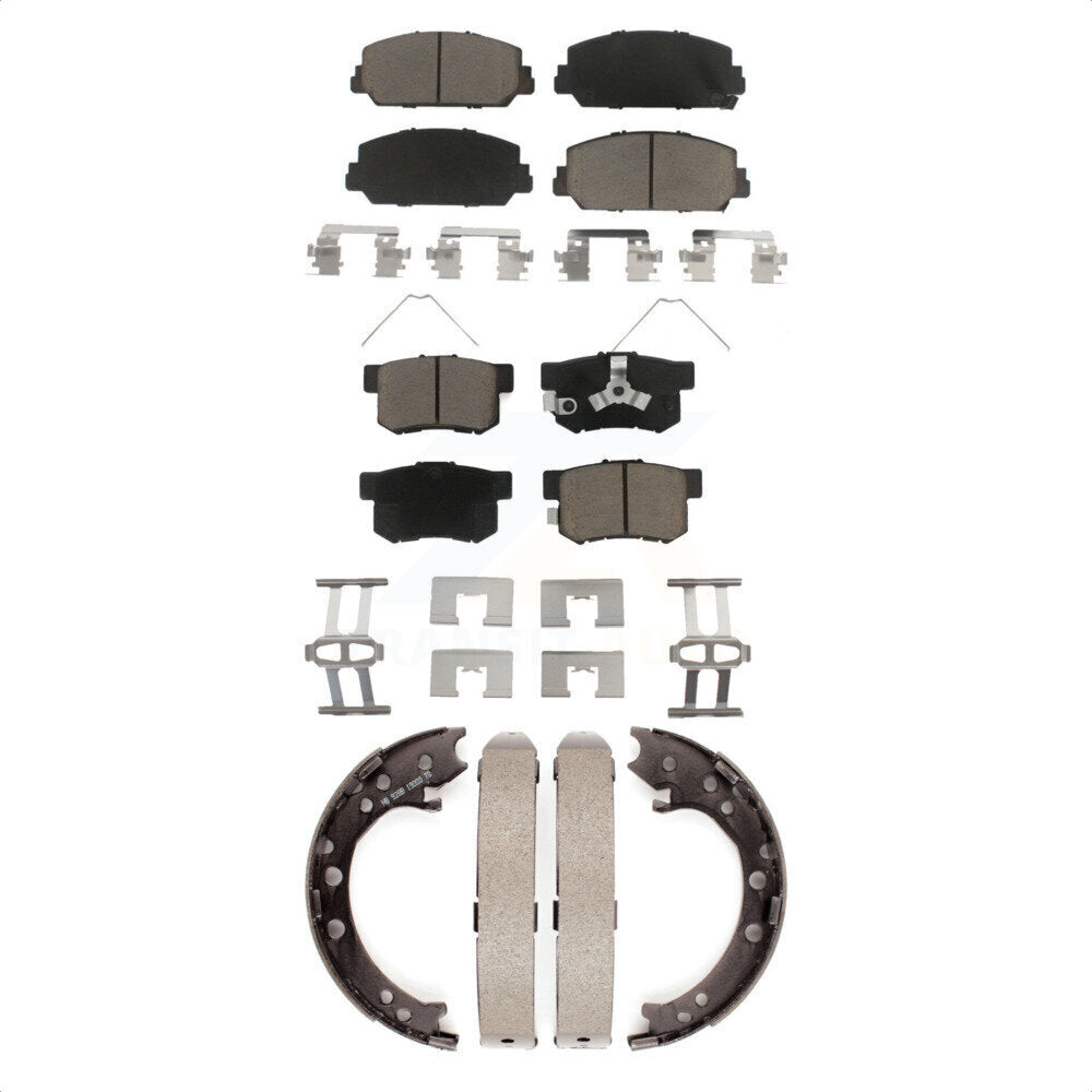 Front Rear Ceramic Brake Pads And Parking Shoes Kit For 2013-2018 Acura RDX