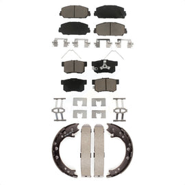 Front Rear Ceramic Brake Pads And Parking Shoes Kit For 2013-2018 Acura RDX