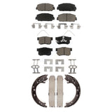 Front Rear Ceramic Brake Pads And Parking Shoes Kit For 2013-2018 Acura RDX