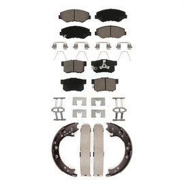Front Rear Ceramic Brake Pads And Parking Shoes Kit For 2012-2016 Honda CR-V FWD