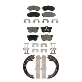 Front Rear Ceramic Brake Pads And Parking Shoes Kit For Honda CR-V Acura RDX
