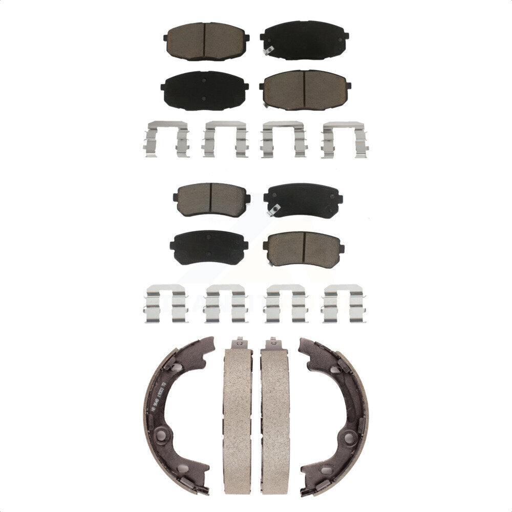 Front Rear Ceramic Brake Pads And Parking Shoes Kit For Hyundai Elantra