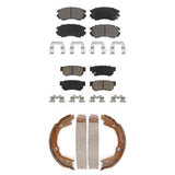 Front Rear Ceramic Brake Pads & Parking Shoes Kit For Hyundai Elantra Kia Sonata
