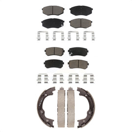 Front Rear Ceramic Brake Pads Parking Shoes Kit For 2010-2012 Hyundai Tucson FWD