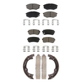Front Rear Ceramic Brake Pads Parking Shoes Kit For 2010-2012 Hyundai Tucson FWD