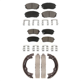 Front Rear Ceramic Brake Pads Parking Shoes Kit For 2013-2015 Hyundai Tucson FWD