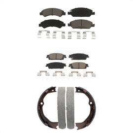 Front Rear Ceramic Brake Pads Parking Shoes Kit For Chevrolet Silverado 1500 GMC