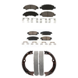 Front Rear Ceramic Brake Pads Parking Shoes Kit For Chevrolet Silverado 1500 GMC