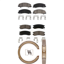 Front Rear Ceramic Brake Pads Parking Shoes Kit For Chevrolet Impala Monte Carlo