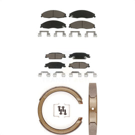 Front Rear Ceramic Brake Pads And Parking Shoes Kit For Cadillac STS