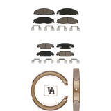 Front Rear Ceramic Brake Pads And Parking Shoes Kit For Cadillac STS