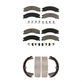 Front Rear Ceramic Brake Pads Parking Shoe Kit For Nissan NV2500 Titan XD NV3500