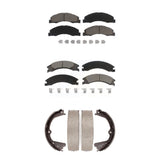 Front Rear Ceramic Brake Pads & Parking Shoe Kit For Ford E-350 Super Duty E-250