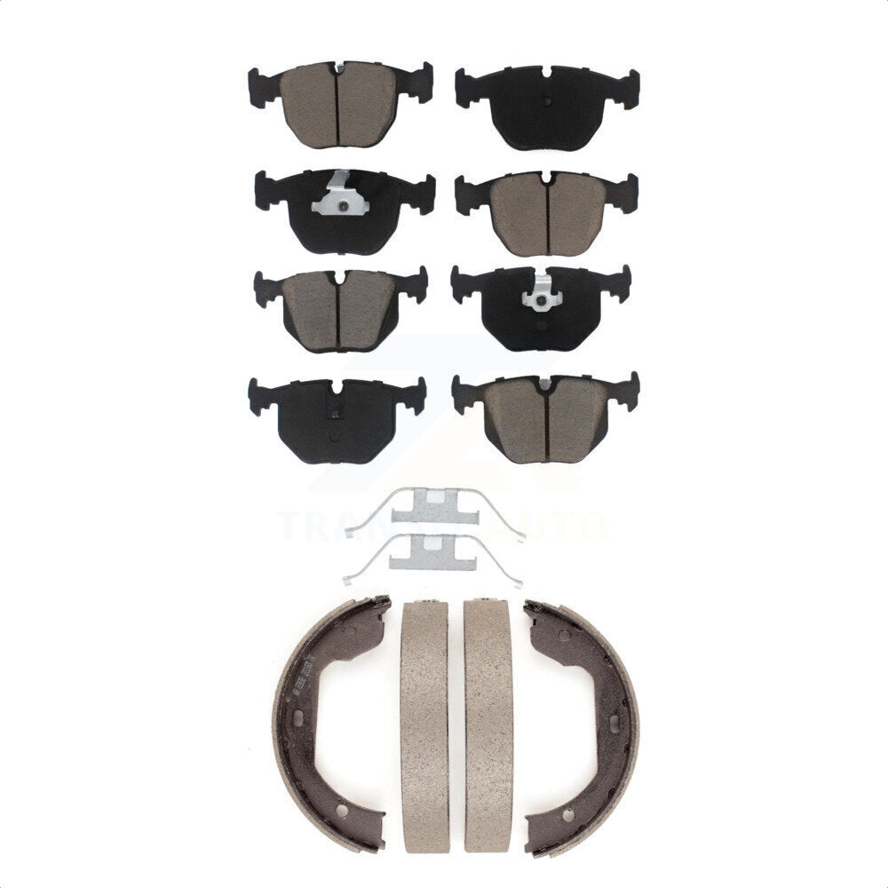 Front Rear Ceramic Brake Pads And Parking Shoes Kit For BMW X5 M5