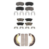 Front Rear Ceramic Brake Pads & Parking Shoe Kit For Kia Sportage Hyundai Tucson