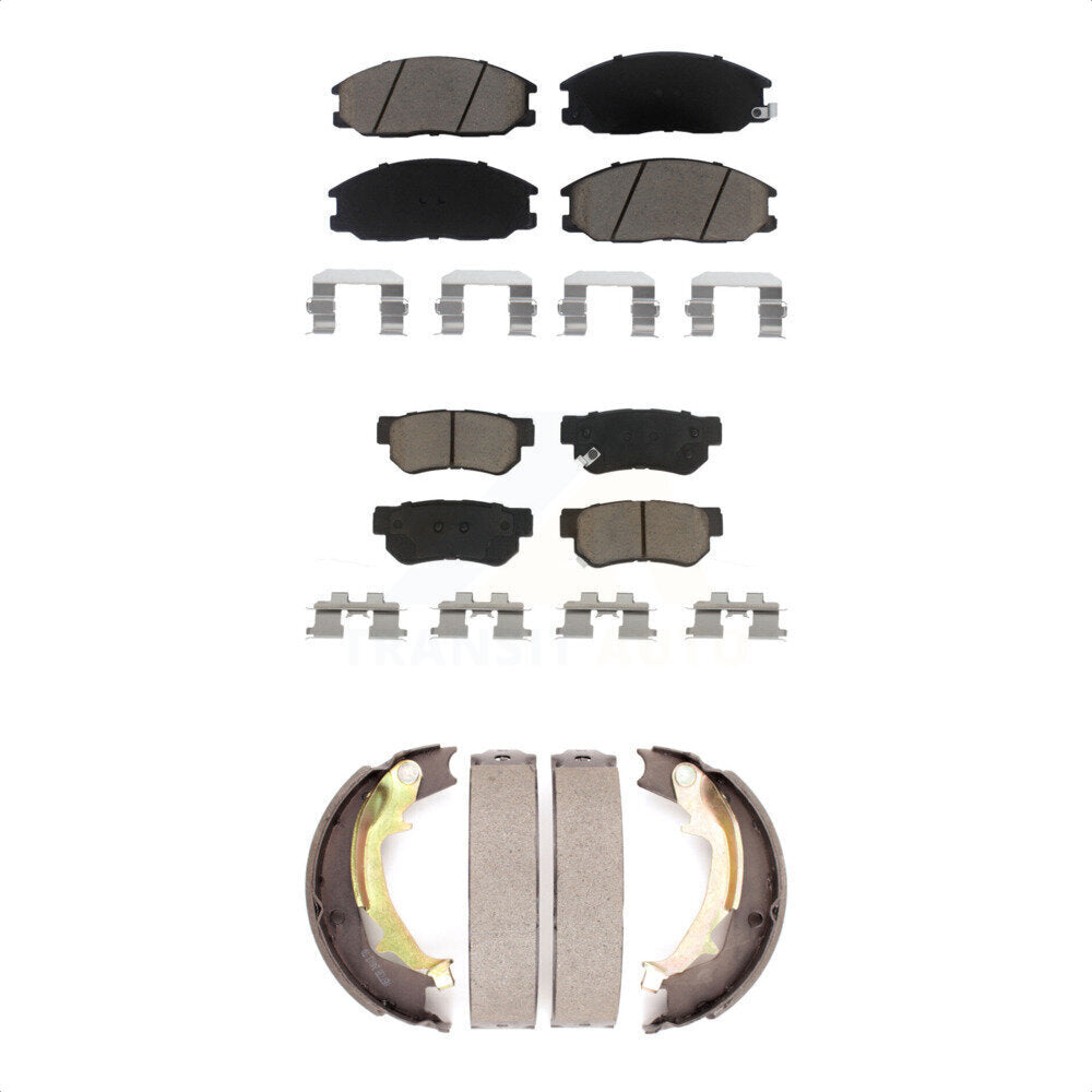 Front Rear Ceramic Brake Pads & Parking Shoes Kit For 2001-2006 Hyundai Santa Fe