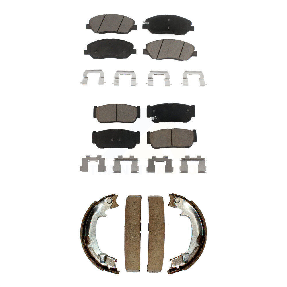 Front Rear Ceramic Brake Pads Parking Shoes Kit For Kia Sedona Hyundai Entourage
