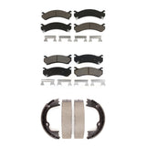Front Rear Ceramic Brake Pads & Parking Shoe Kit For Chevrolet Silverado 2500 HD