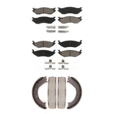 Front Rear Ceramic Brake Pads And Parking Shoes Kit For Dodge Durango Ram 1500