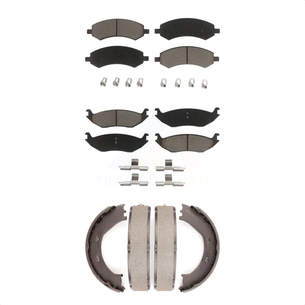 Front Rear Ceramic Brake Pads Parking Shoes Kit For Dodge Ram 1500 Durango Aspen