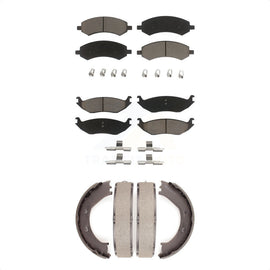 Front Rear Ceramic Brake Pads Parking Shoes Kit For Dodge Ram 1500 Durango Aspen
