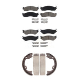 Front Rear Ceramic Brake Pads And Parking Shoes Kit For Dodge Ram 1500 2500 3500