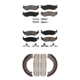 Front Rear Ceramic Brake Pads And Parking Shoes Kit For Dodge Ram 1500