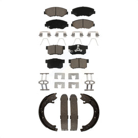 Front Rear Ceramic Brake Pads And Parking Shoes Kit For 2005-2006 Honda CR-V
