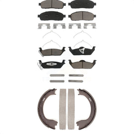 Front Rear Ceramic Brake Pads And Parking Shoes Kit For 2009 Ford F-150