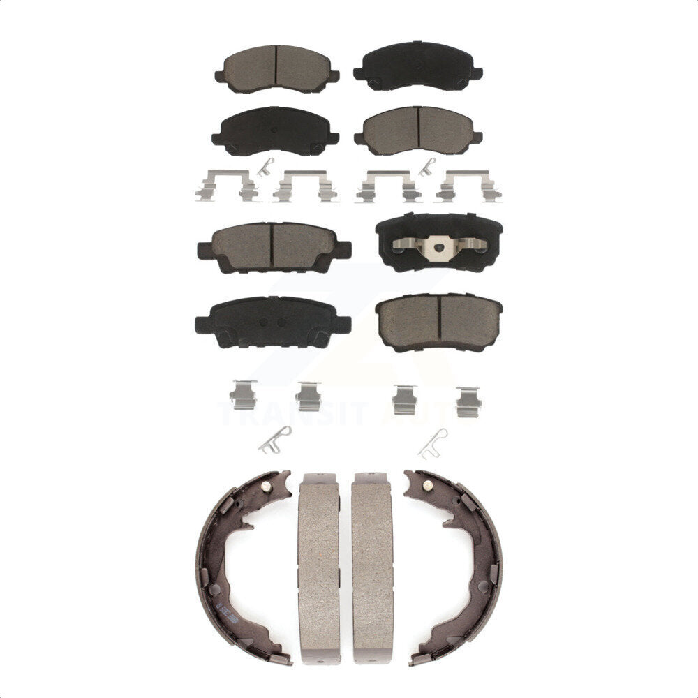 Front Rear Ceramic Brake Pads & Parking Shoes Kit For Jeep Dodge Caliber Compass