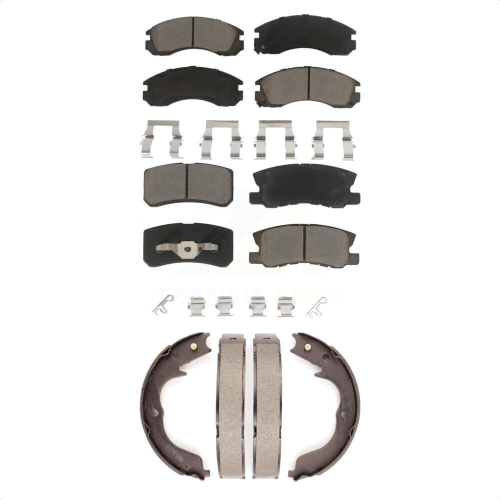 Front Rear Ceramic Brake Pads And Parking Shoes Kit For Mitsubishi Lancer