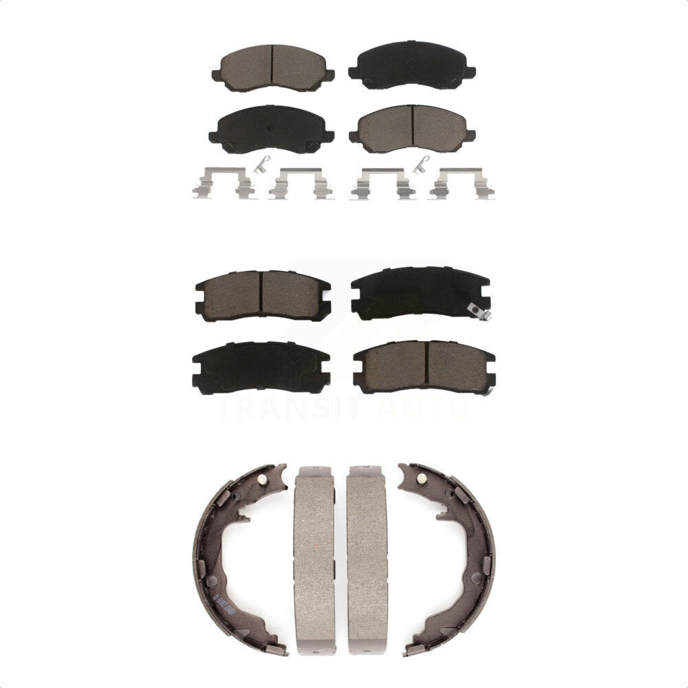 Front Rear Ceramic Brake Pads And Parking Shoe Kit For Mitsubishi Galant Eclipse
