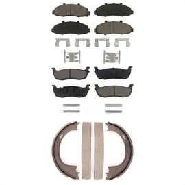 Front Rear Ceramic Brake Pads & Parking Shoe Kit For Ford F-150 Heritage Lincoln
