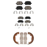 Front Rear Ceramic Brake Pads & Parking Shoes Kit For Toyota Camry Avalon Solara