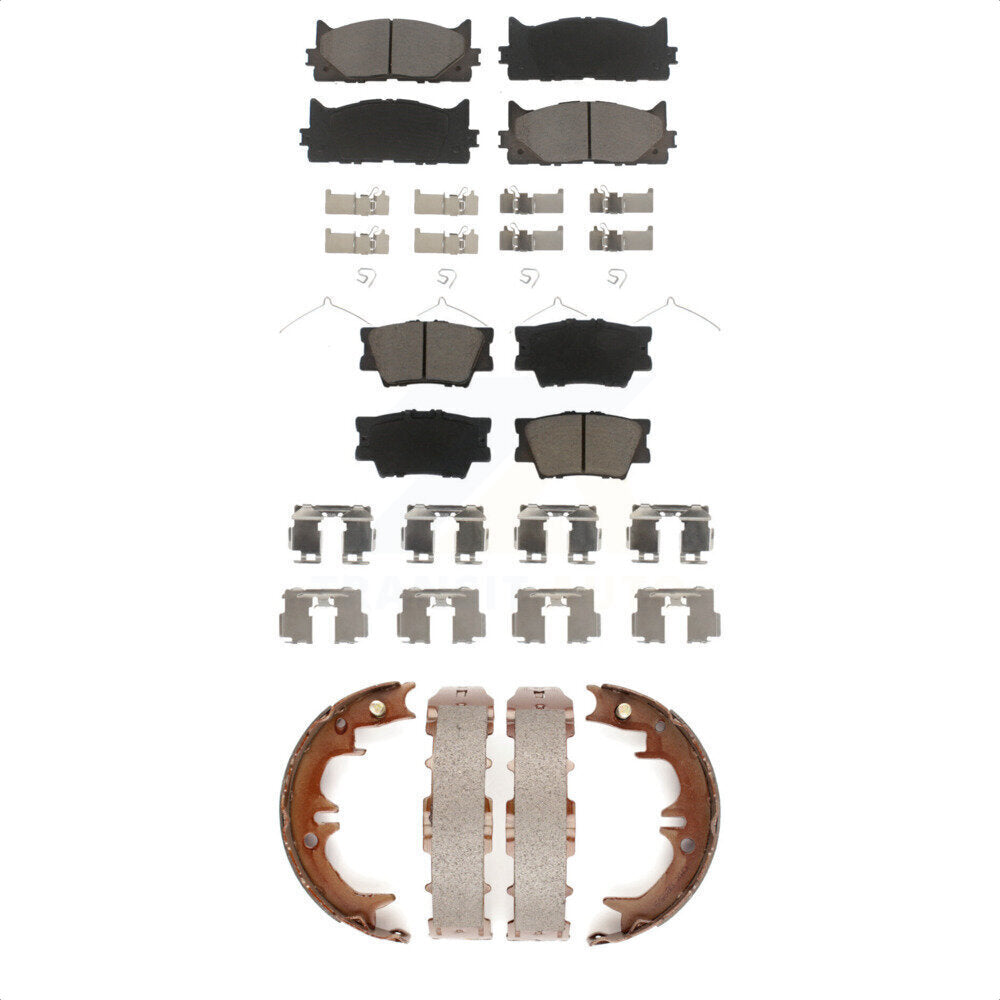 Front Rear Ceramic Brake Pads And Parking Shoes Kit For Toyota Camry Lexus ES350