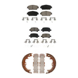 Front Rear Ceramic Brake Pads & Parking Shoes Kit For Toyota Camry Avalon Solara
