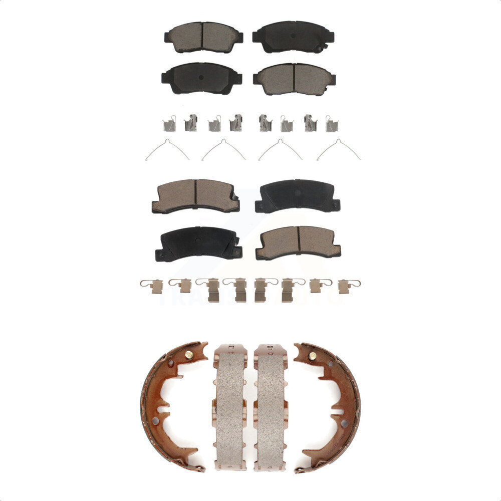 Front Rear Ceramic Brake Pads & Parking Shoe Kit For 1992-1999 Toyota Camry 2.2L