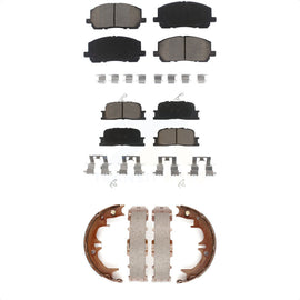 Front Rear Ceramic Brake Pads & Parking Shoe Kit For 2001-2003 Toyota Highlander