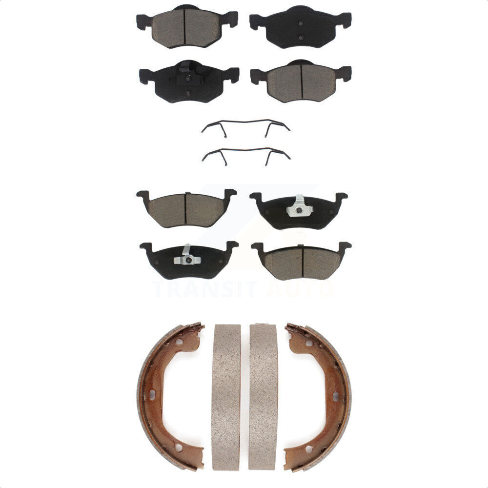 Front Rear Ceramic Brake Pads And Parking Shoes Kit For Mercury Mariner