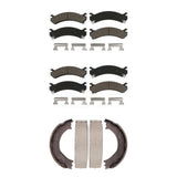 Front Rear Ceramic Brake Pads & Parking Shoe Kit For Chevrolet Silverado 3500 HD