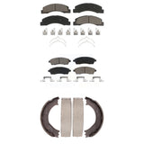Front Rear Ceramic Brake Pads & Parking Shoe Kit For Ford F-250 Super Duty F-350