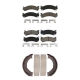 Front Rear Ceramic Brake Pads & Parking Shoe Kit For Chevrolet Silverado 2500 HD