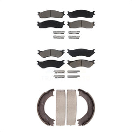 Front Rear Ceramic Brake Pads Parking Shoe Kit For 2003-2005 Dodge Ram 2500 3500