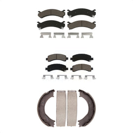 Front Rear Ceramic Brake Pads & Parking Shoe Kit For Chevrolet Express 3500 2500