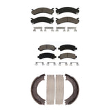 Front Rear Ceramic Brake Pads & Parking Shoe Kit For Chevrolet Express 3500 2500
