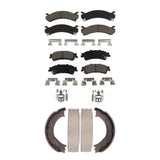 Front Rear Ceramic Brake Pads Parking Shoes Kit For Chevrolet Silverado 3500 GMC
