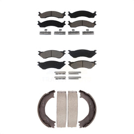 Front Rear Ceramic Brake Pads Parking Shoe Kit For 2001-2002 Dodge Ram 2500 3500