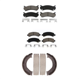 Front Rear Ceramic Brake Pads & Parking Shoes Kit For Chevrolet Express 2500 GMC