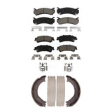 Front Rear Ceramic Brake Pads Parking Shoes Kit For Chevrolet Silverado 1500 GMC